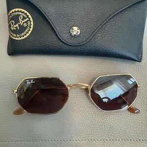 Ray-Ban Gold Frame Sunglasses with Brown Lenses